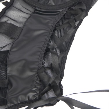 Боди из искусственной кожи Star Night, с гартером, черное, M