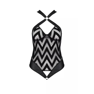 Боди с графическим узором Passion HIMA BODY черный, S/M