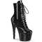 Чоботи Pleaser Adore-1020GP на підборах 7 дюймів, черевики на шнурівці спереду 2 3/4 дюйма з PF, чорні