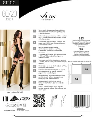 Чулки Passion ST102 (60/20 den) черные с узором, размер 3/4