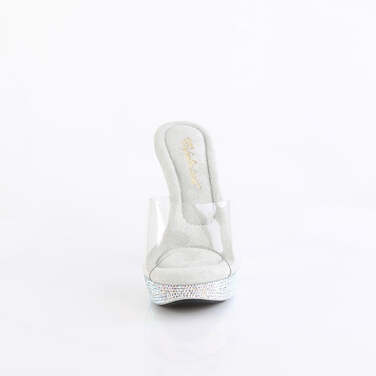 Шльопанці Cocktail-501DM, каблук 5 дюймів, шльопанці 1 дюйм, прозорі/сріблясті