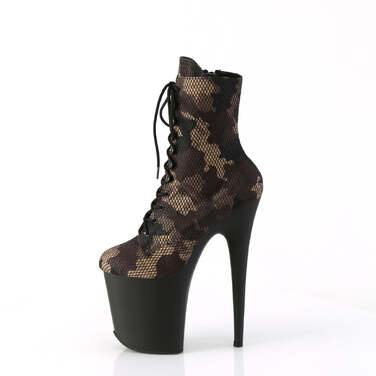 Ботинки Flamingo, каблук 1020 см, высота 8 дюймов, 4-дюймовые шнуровки спереди, молния сбоку, зелёно-чёрные