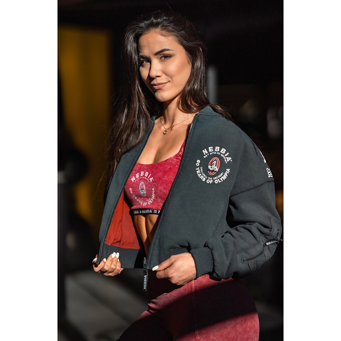 Бомбер Nebbia Washed Bomber Jacket with Contrast Lining LEGEND Black 784