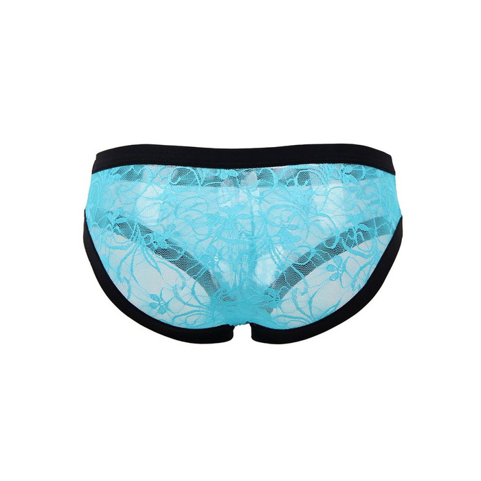 Чоловічі мереживні труси Star Night блакитні з чорним оздобленням, XS