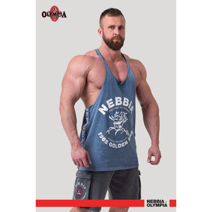 Майка Nebbia Washed Muscle Back Stringer GOLDEN AGE Blue 791