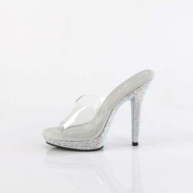 Шлепанцы Lip-101DM, каблук 5 дюймов, скользящий 3/4 дюйма, прозрачный/серебристый