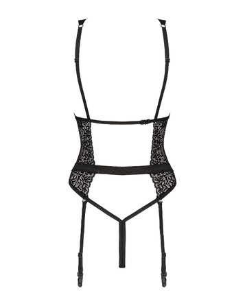 Мереживне боді зі знімними підв'язками для панчох Obsessive Yaskana чорний, XS/S