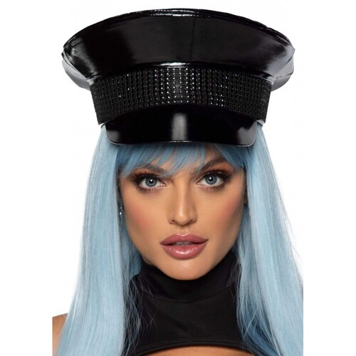 Военная шляпа со стразами One Size Rhinestone Trimmed Military Hat от Leg Avenue, черная