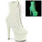 Чоботи Pleaser Adore-1020GD *7-дюймовий каблук, 2 3/4-дюймові черевики до щиколотки зі шнурівкою спереду, бічна блискавка, біла веганська шкіра