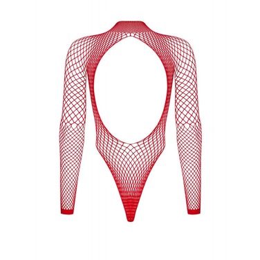 Боди-сетка Obsessive B126 с открытой спиной, красный, XL/XXL