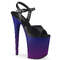 Босоніжки Pleaser Flamingo-809BP *8 дюймів на підборах, 4 дюйми з ремінцем на щиколотці, чорні, з веганської шкіри/сині