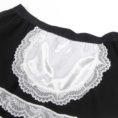 Костюм покоївки Star Night боді, спідниця міні з мереживом, обруч, чорний-білий, S