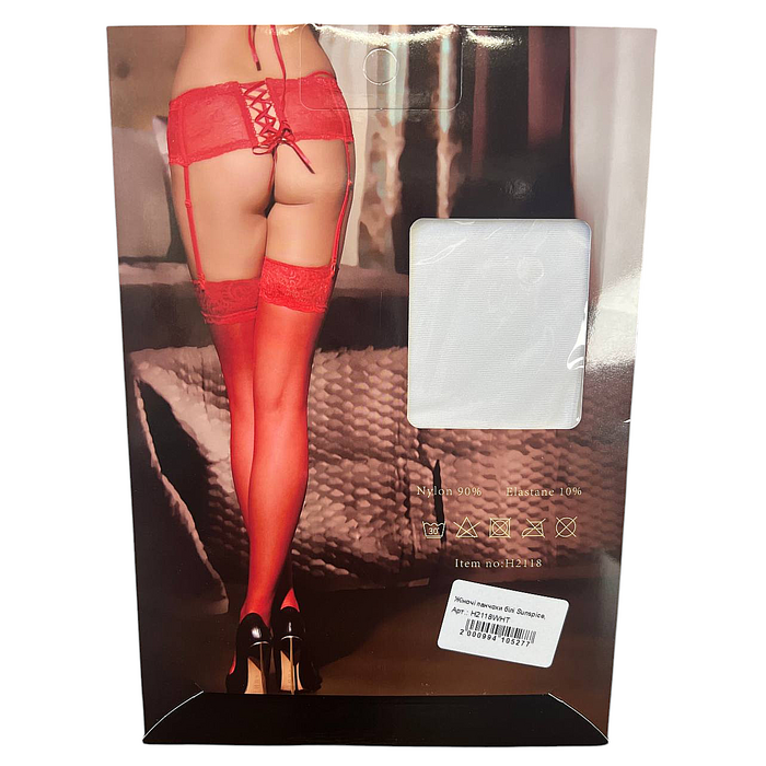 Чулки с широким ажурным кружевом Sunspice белые