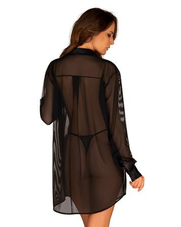 Сексуальный халат-рубашка Obsessive Stellya babydoll black M/L