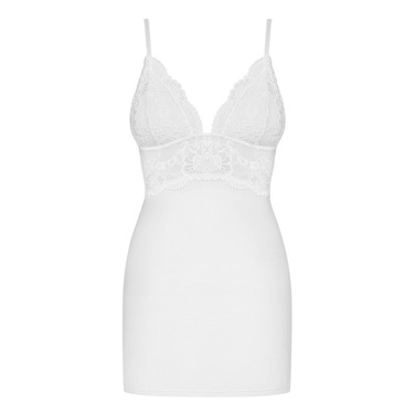 Еротична облягаюча сорочка Obsessive PADDED Сhemise 810-CHE-2 з мереживним ліфом, біла