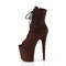 Ботинки Pleaser Flamingo-1021FS *Каблук 8 дюймов, 4-дюймовый PF открытый носок, шнуровка, боковая молния, коричневый