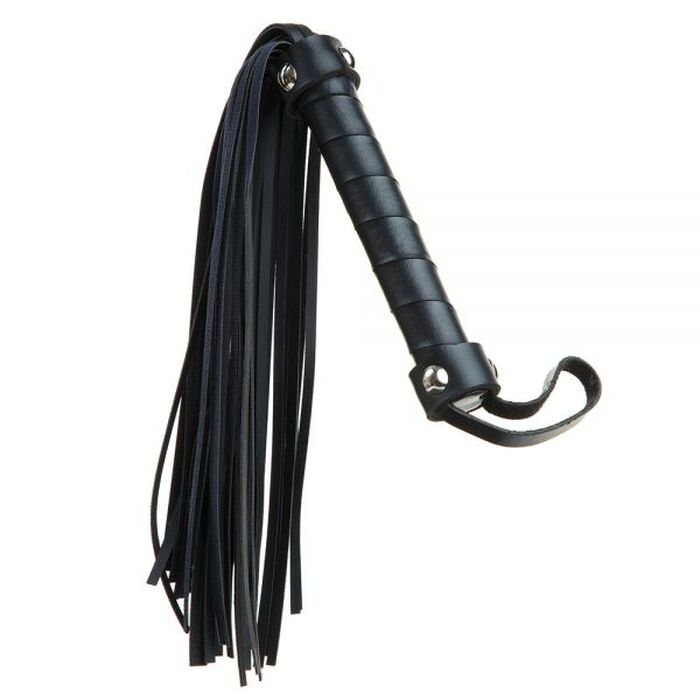F61419 Плетка из экокожи c узкими хвостами FLOGGER BLACK