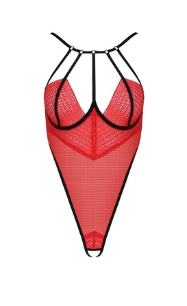 Боди с высоким вырезом бедра, S/M красный Akita Body - Passion Exclusive