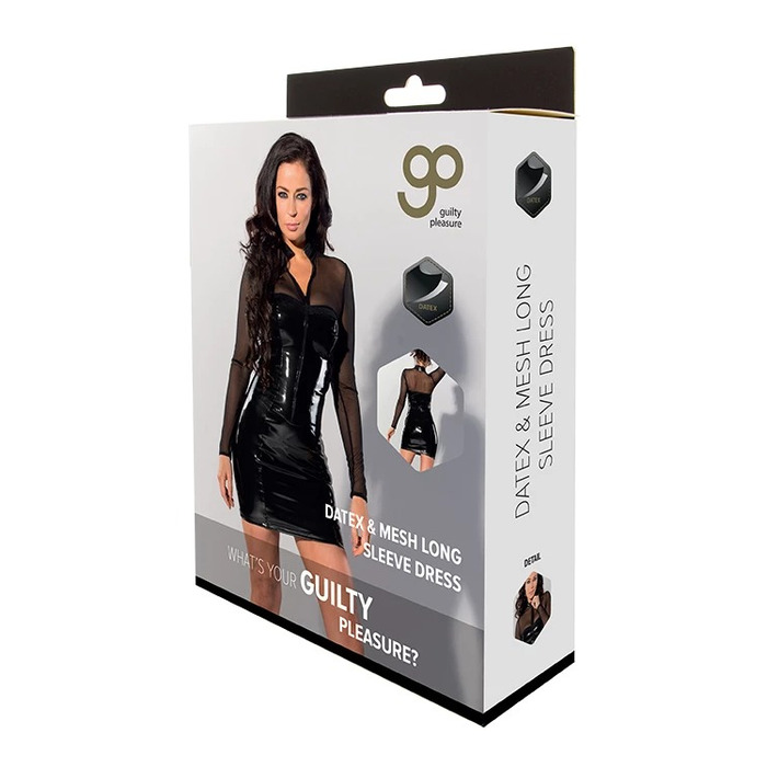 Платье сексуальное Guilty Pleasure с длинными рукавами, черное, S