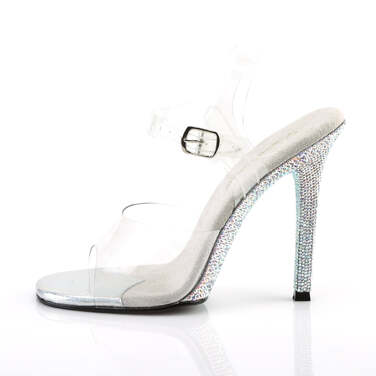 Босоножки Gala-08DM, каблук 4 1/2 дюйма, босоножкии с ремешком на щиколотке, стразами/серебро, прозрачные/серебристые