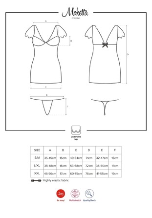 Сорочка с кружевными рукавами и стринги Obsessive Moketta фиолетовый, L/XL