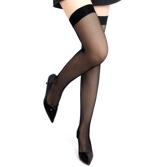 Панчохи в сіточку Star Night на тонкій резинці, чорні, XS-M