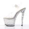 Босоніжки Pleaser Stardance-708 на підборах 7 дюймів, з ремінцем на щиколотці 2 3/4 дюйма, прозорі/різнокольорові стрази