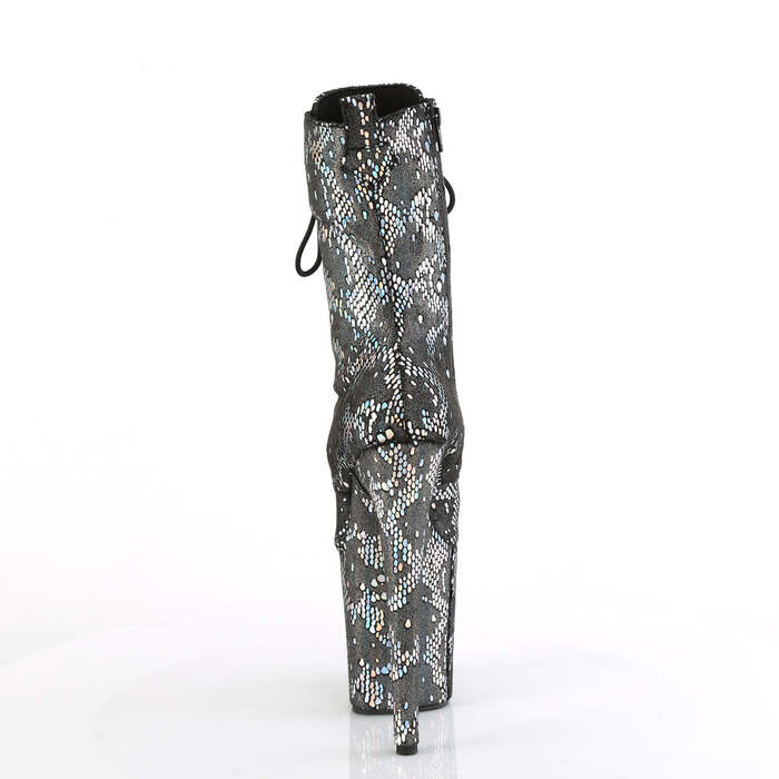 Чоботи Flamingo-1040SPF *8-дюймовий каблук, 4-дюймові черевики на шнурівці спереду PF, блискавка збоку, сріблясті