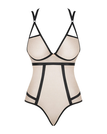 Боди с контрастными полосами Obsessive Nudelia teddy S/M