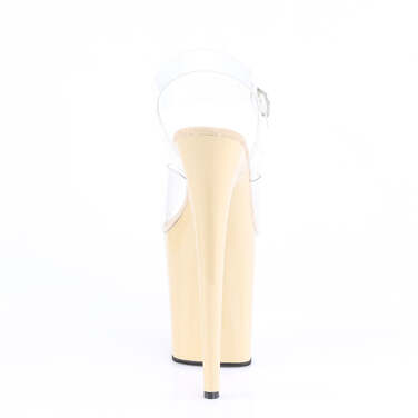 Босоніжки Flamingo-808 на підборах 8 дюймів, босоніжки з ремінцем на щиколотці 4 дюйми, прозорі/бежеві