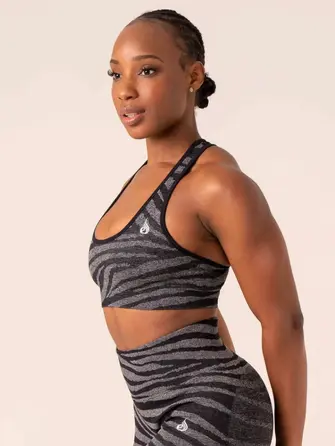 Топ Ryderwear Zebra Seamless Sports Bra - Grey Marl/Black Zebra