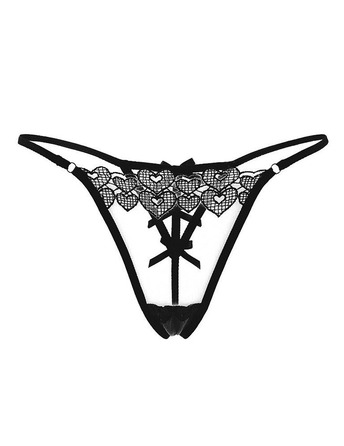 Трусики чорні Star Night з аплікацією у вигляді сердечок та декоративними бантиками (без коробки)