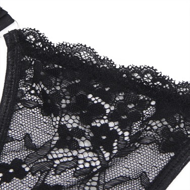 Мереживні стрінги Star Night з декором стразами Love, чорні, M