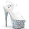 Босоножки Pleaser Adore-708LG, каблук 7 дюймов, ремешок на щиколотке шириной 2 3/4 дюйма, прозрачный/серебристый