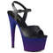 Босоніжки Pleaser Adore-709BP *7 дюймів на підборах, 2 3/4 дюйма з ремінцем на щиколотці PF, чорні, веганська шкіра/сині