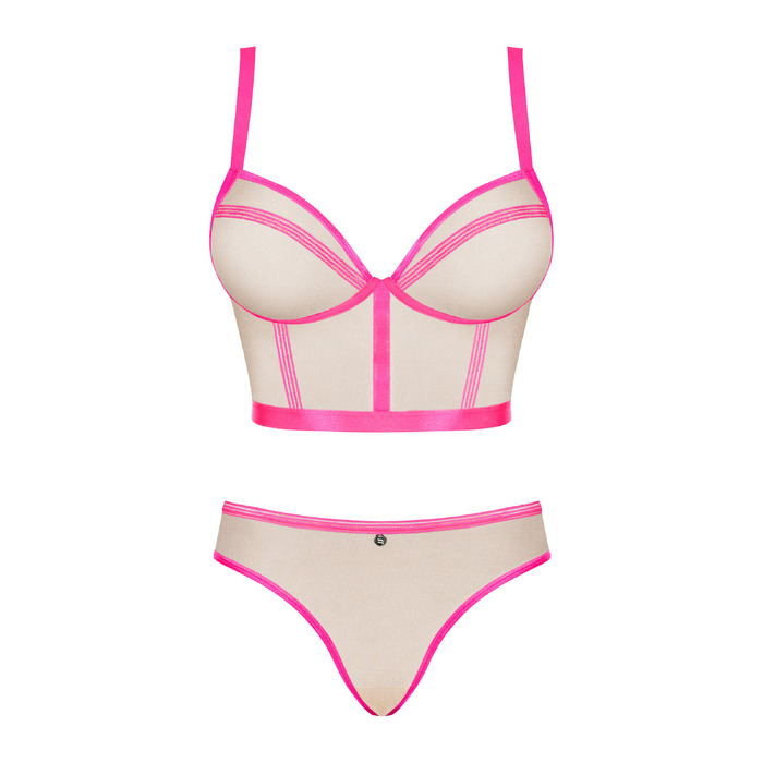 Комплект Obsessive топ та трусики, тілесно-рожевий, L/XL