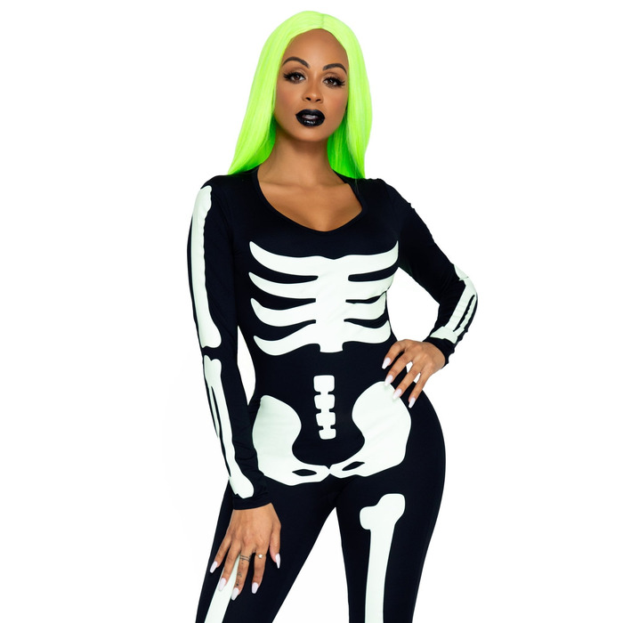 Костюм скелета, світиться у темряві Leg Avenue Womens Skeleton Bodysuit Halloween, розмір S