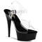 Босоніжки Pleaser Delight-608 на підборах 6 дюймів, босоніжки з ремінцем на щиколотці 1 3/4 дюйма, прозорі/чорні