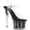 Босоніжки Pleaser Adore-708G на підборах 7 дюймів, босоніжки з ремінцем на щиколотці 2 3/4 дюйма з блискучими вставками, прозорі/чорні