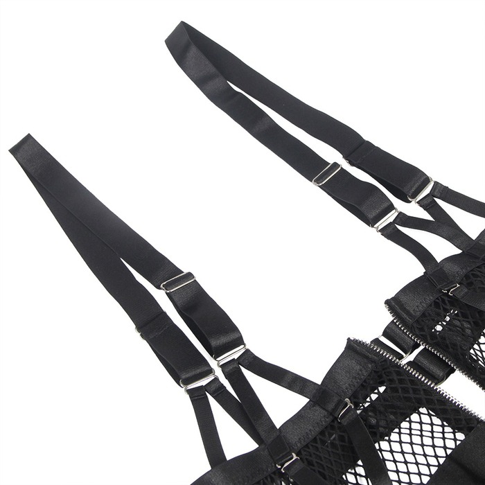 Сукня-костюм Star Night із застібками-блискавками та пажами для панчох, чорний, 5XL (без коробки)