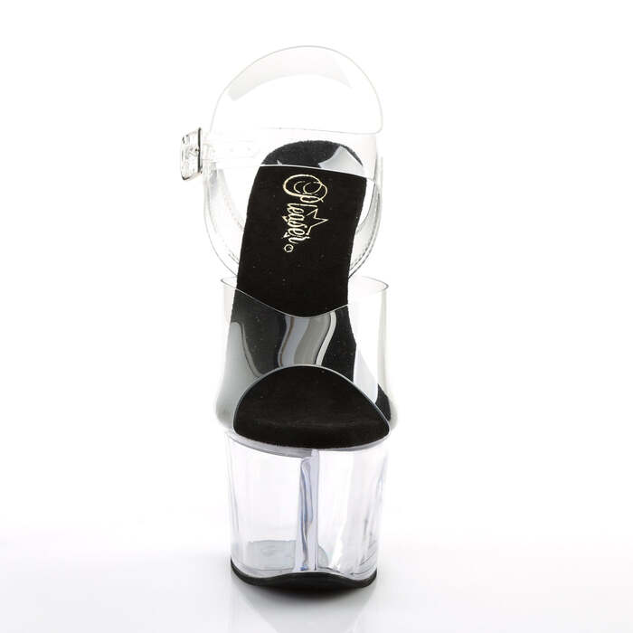 Босоножки Sky-308, каблук 7 дюймов, ремешок на щиколотке шириной 2 3/4 дюйма, чёрный/прозрачный
