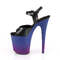Босоніжки Pleaser Flamingo-809BP *8 дюймів на підборах, 4 дюйми з ремінцем на щиколотці, чорні, з веганської шкіри/сині