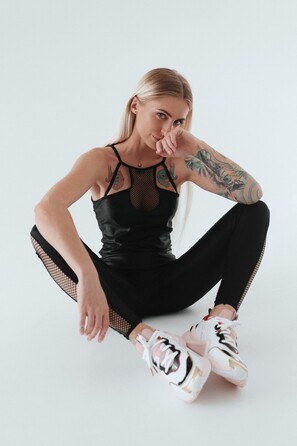 Спортивна майка Fitzona Black Tee With Net Detail and Zipper