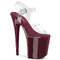 Босоніжки Pleaser Flamingo-808 на підборах 8 дюймів, босоніжки з ремінцем на щиколотці 4 дюйми, прозорі/бордові