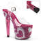 Босоніжки Pleaser Lovesick-708HEART на підборах 7 дюймів, босоніжки з ремінцем на щиколотці 3 1/4 дюйма з сердечками RS, прозорі/рожеві