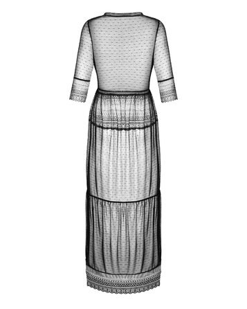 Пеньюар полупрозрачный с кружевом Obsessive Estiqua черный, XS/S