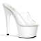 Шльопанці Pleaser Adore-701 на підборах 7 дюймів, шльопанці з відкритим носком 2 3/4 дюйма, прозорі/білі