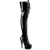 Чоботи Delight-3023 на підборах 6 дюймів, еластичні чоботи до стегна 1 3/4 дюйма зі шнурівкою PF, блискавка збоку, чорні