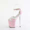 Босоніжки Pleaser Flamingo-884 *8 дюймів на підборах, 4 дюйми PF двоколірні босоніжки з закритим ремінцем на щиколотці, рожево-білі