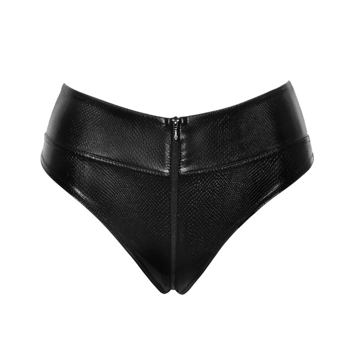 Сексуальные трусики Noir Handmade F276 со змеиным тиснением с молнией, черные, M